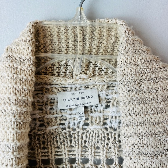 Lucky Brand Cream and White Stripe Fringe Cardigan - Picture 4 of 10